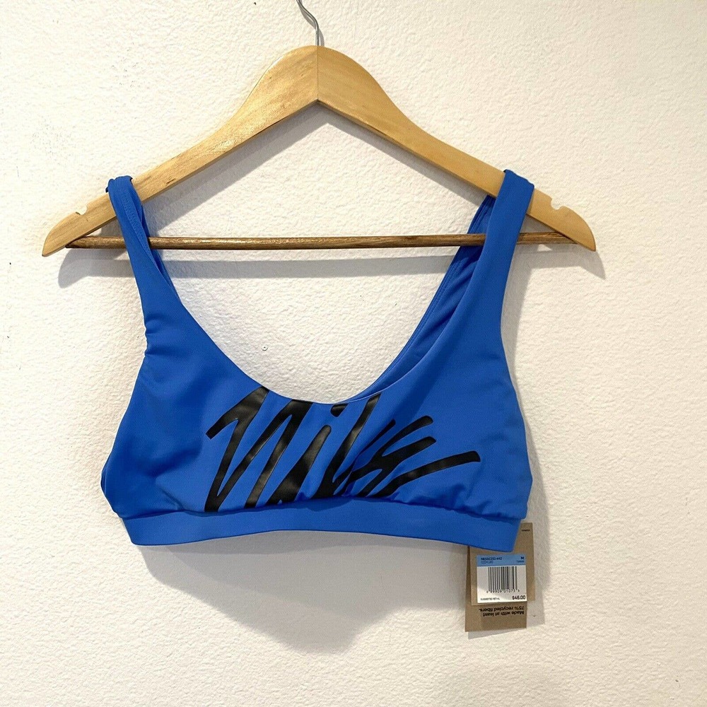 Nike Women's Multi Logo Scoop Neck Bikini Top retails $46 size M - Picture 3 of 7